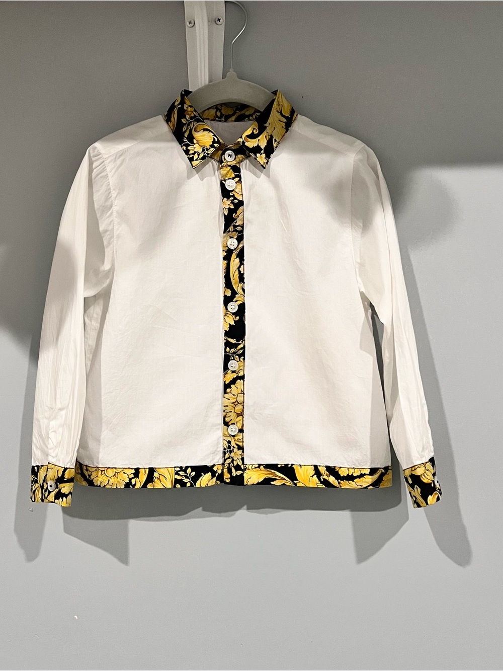 Versace Baby Boy white Button-Up Shirt with Barrocco Design